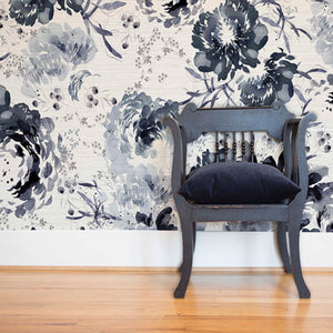 Petale Indigo Grasscloth Wallpaper