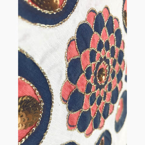 Shabaaz Coral Adras Embroidered Fabric