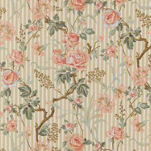 Small Stripe Floral Buttermilk Wallpaper