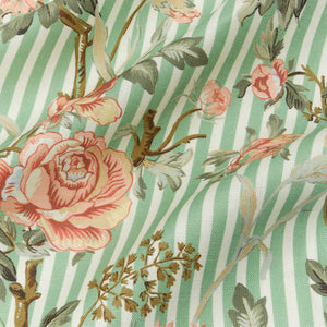 Small Stripe Floral Sage Fabric