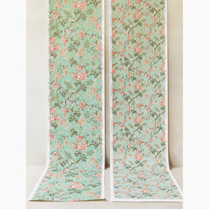 Small Stripe Floral Sage Wallpaper
