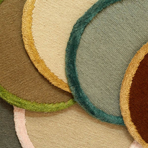 Soumak Border Round Wheat Beige Rug