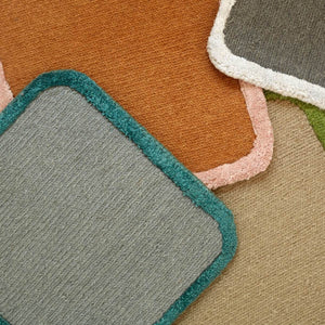 Soumak Border Curved Lagoon Steel Rug