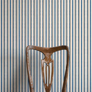 Tangier Stripes White & Blue Wallpaper