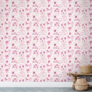 Toile Hot Lips Wallpaper