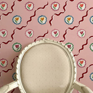 Tulips of Belgravia Pink & Burgundy Wallpaper