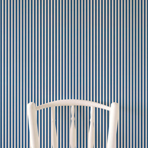 Tuscan Stripes Navy Blue & Oatmeal Wallpaper