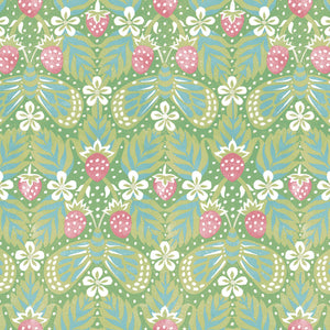 Virginia Strawberry Leaf Green Wallpaper