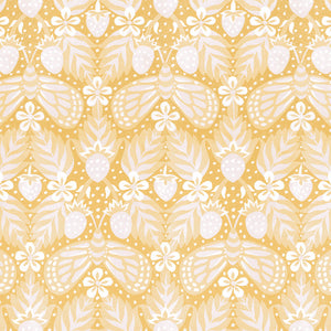 Virginia Strawberry Ochre Wallpaper