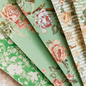 Small Stripe Floral Eucalyptus Wallpaper
