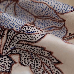 Blue Lana Adras Embroidered Fabric