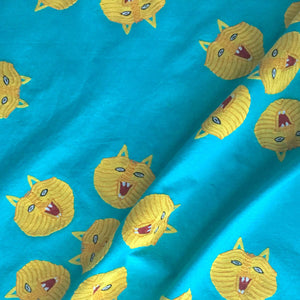 Dandelion Turquoise Embroidered Fabric