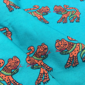 Emerald Leopards Embroidered Fabric