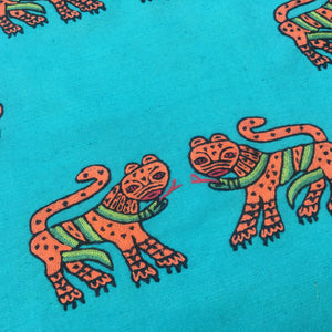Emerald Leopards Embroidered Fabric