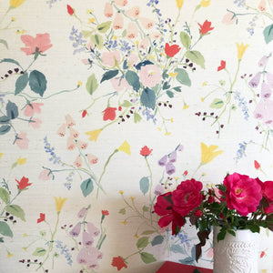 Flora Linen Grasscloth Wallpaper