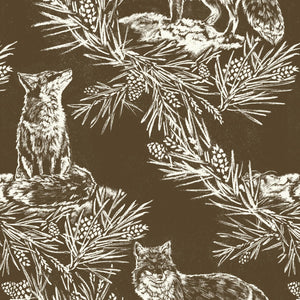 Fox In The Snow Umber Wallpaper