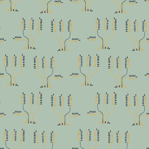 Topanga Navy & Ochre on Green Wallpaper