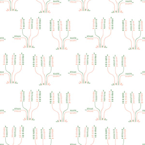 Topanga Pink & Green on White Wallpaper